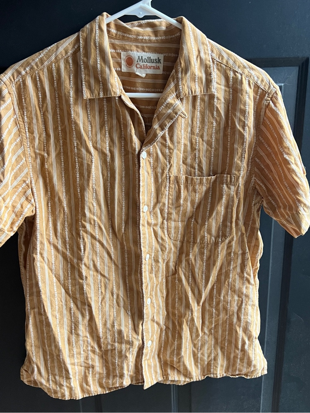 Mollusk California Men's Mustard Stripe Camp Shirt